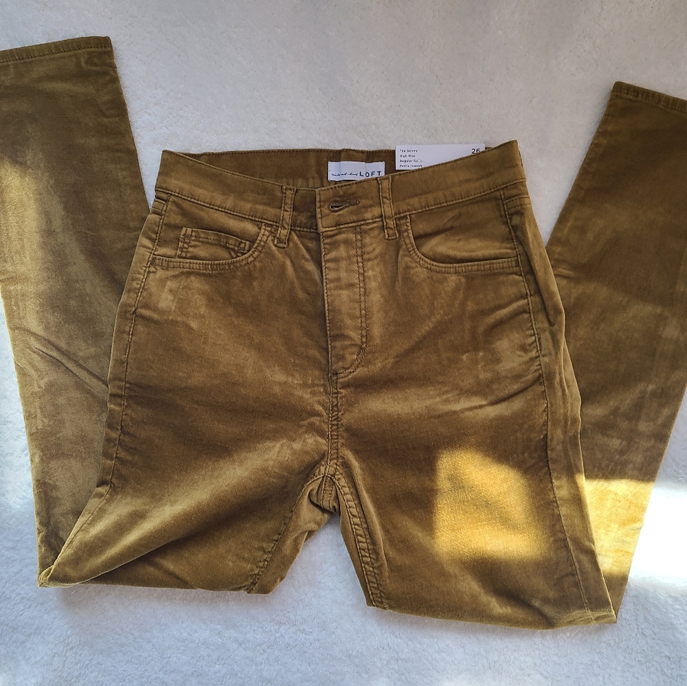 NWT LOFT Skinny High Rise Velvet Pants - Picture 3 of 5
